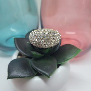 Faux Gold Plated Dome Pave Stretch Ring